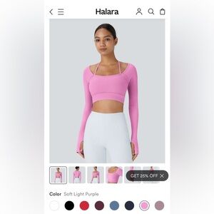HALARA Bright Pink Long Sleeve Crop Top